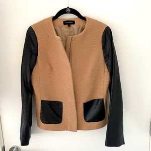 Tan and leather jacket with pockets